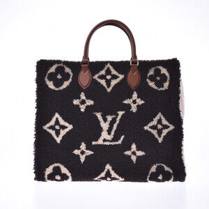 Louis Vuitton On the Go Teddy Brown Ivory White Shearling Tote